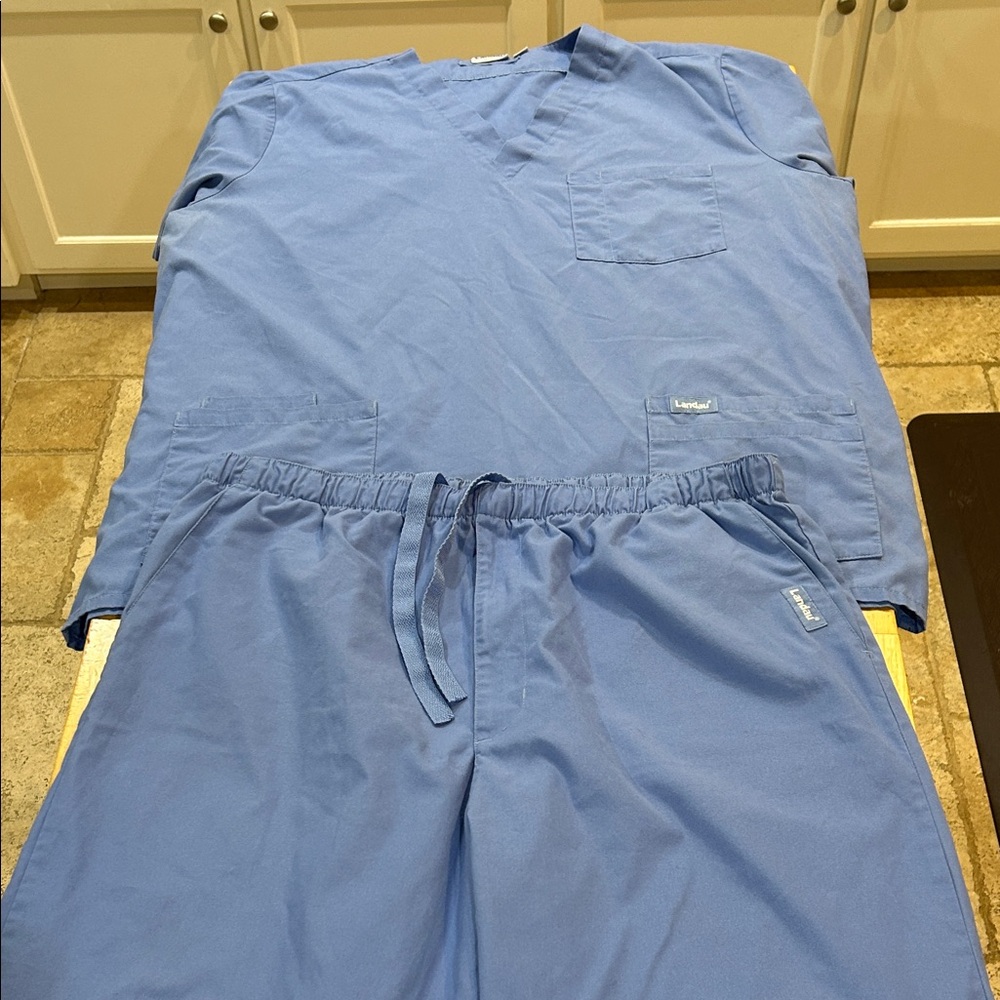 Landau Men's Blue Scrub Tall XL Top & Pant Set